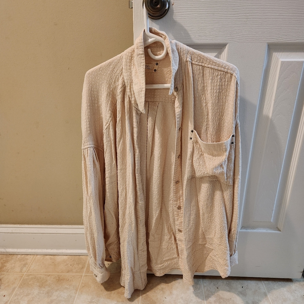 We the Free Hidden Valley Oversized Draped Button Down Shirt, Size M